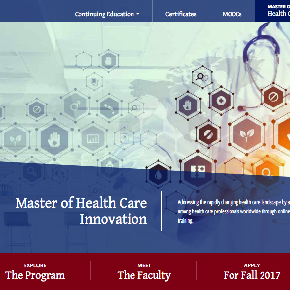 Screenshot of the homepage of the website