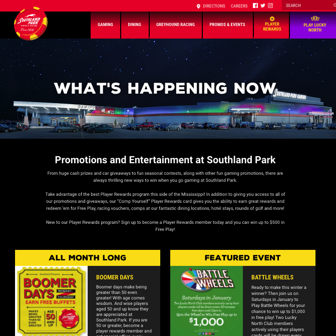 Screenshot of the Southland website event page